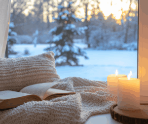 White snow seen through the window