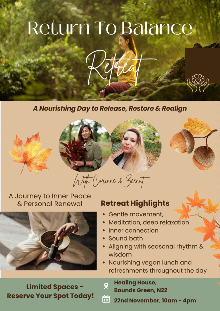 A return to balance retreat day to release, restore, nourish and realign. To bring balance to mind body and soul